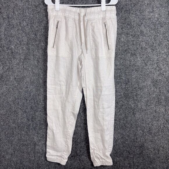 Athleta Pants Womens Size 6 Beige Cabo Linen Jogger Cheetah Print Casual - Picture 1 of 10